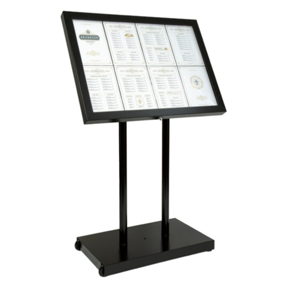 Zwarte hamerslag | Wit | 8 x A4 informatiedisplay | Metaal |  78(b) x 9(d) x 97 (h)cm