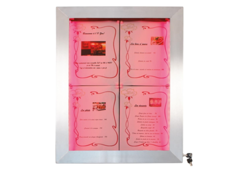  Securit Coloured LEDs 4x A4 information display | Stainless steel | 59.5(w) x 11.1(d) x 85.3 (h)cm 