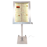 Coloured LEDs 4x A4 information display | Stainless steel | 59.5(w) x 11.1(d) x 85.3 (h)cm
