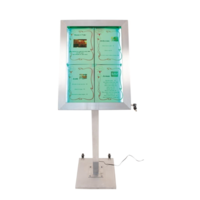 Coloured LEDs 4x A4 information display | Stainless steel | 59.5(w) x 11.1(d) x 85.3 (h)cm