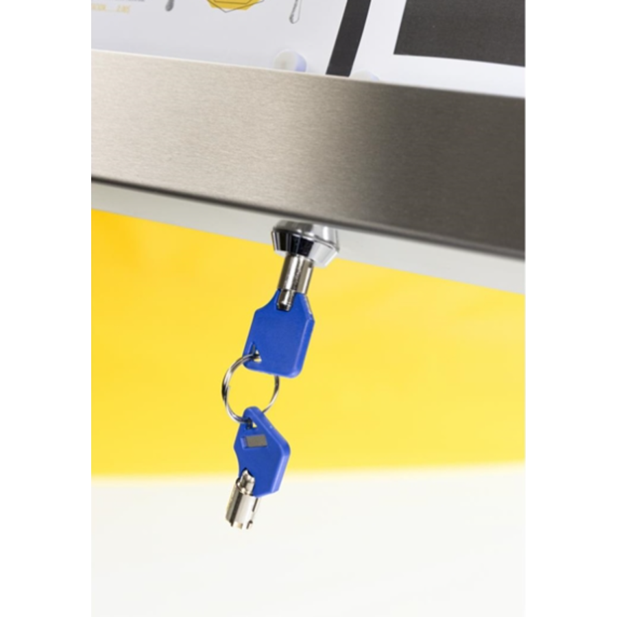 Coloured LEDs 4x A4 information display | Stainless steel | 59.5(w) x 11.1(d) x 85.3 (h)cm