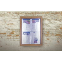 Teakweiße LED-Informationsanzeige 4x A4 | Metall & Holz