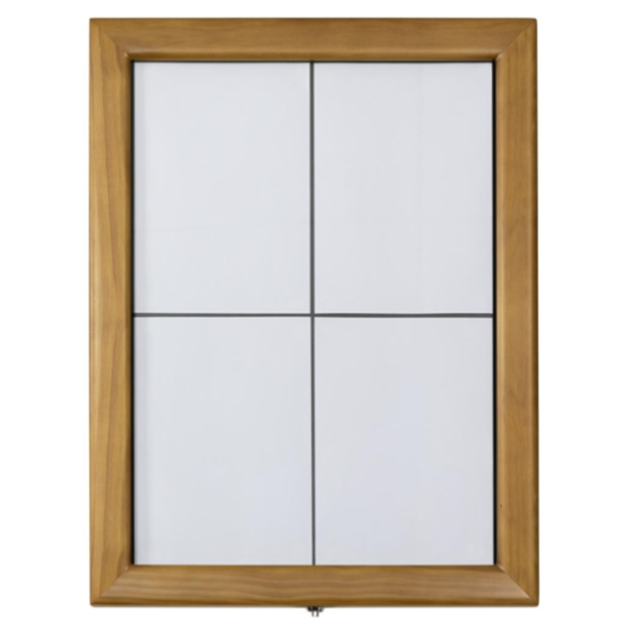 Teakweiße LED-Informationsanzeige 4x A4 | Metall & Holz