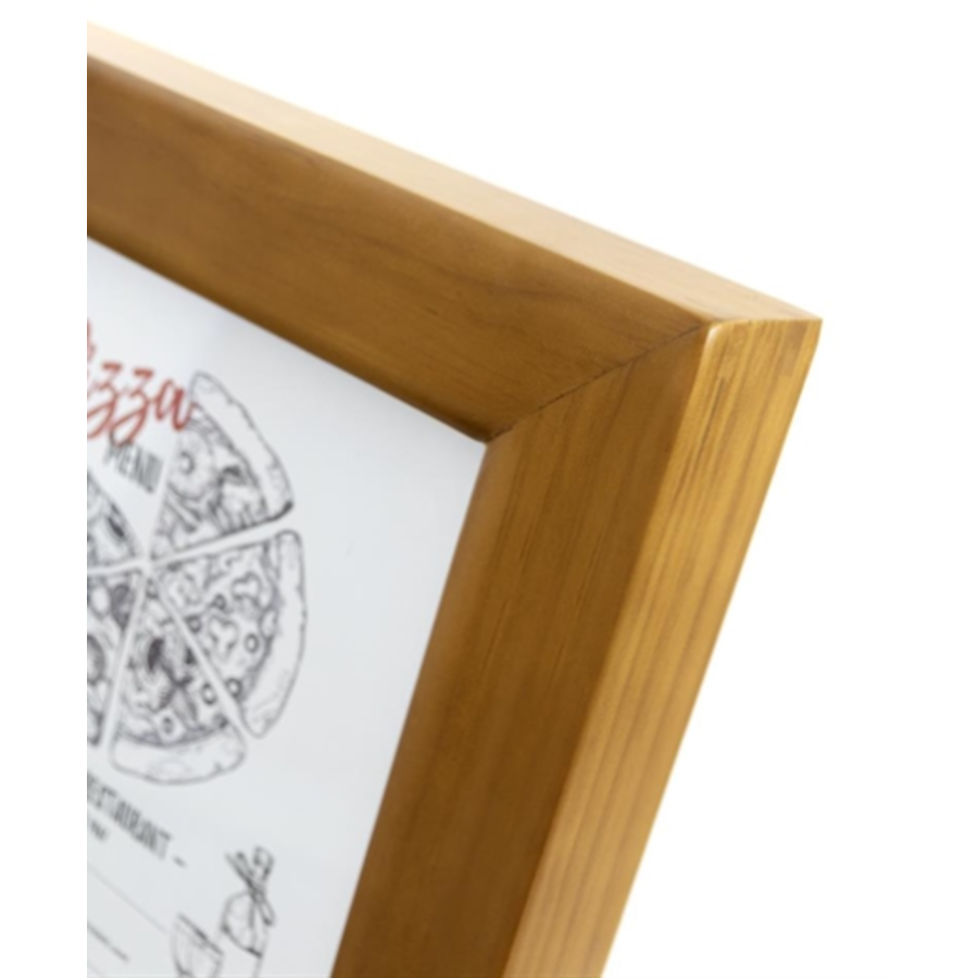 Teakweiße LED-Informationsanzeige 4x A4 | Metall & Holz