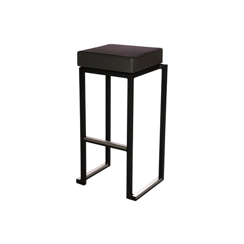  HorecaTraders Bar stool | Steel/Leatherette | Black | 2 pieces | Stackable | (OUTLET) 