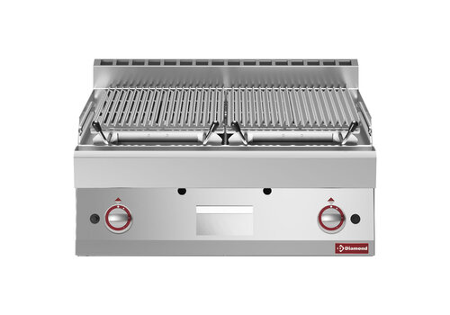  HorecaTraders Lava stone grill - 1/1 module - Cast iron grid "double face" 
