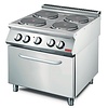 Gastro-M Elektroherd mit Umluftbackofen | 4 Kochplatten | Edelstahl | 87 (H) x 80 (B) x 73 (T) cm