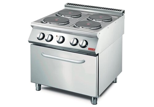  Gastro-M Cuisinière électrique avec four à convection | 4 plaques de cuisson | acier inoxydable | 87(h)x80(l)x73(p)cm 