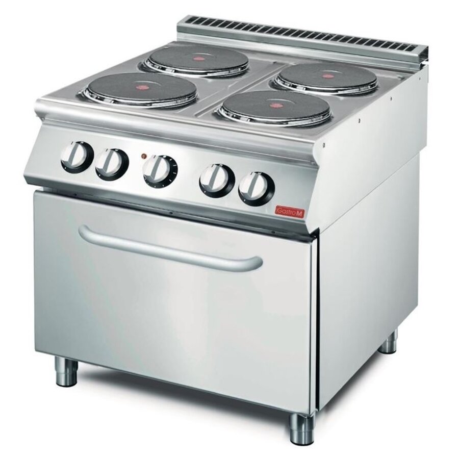Elektroherd mit Umluftbackofen | 4 Kochplatten | Edelstahl | 87 (H) x 80 (B) x 73 (T) cm