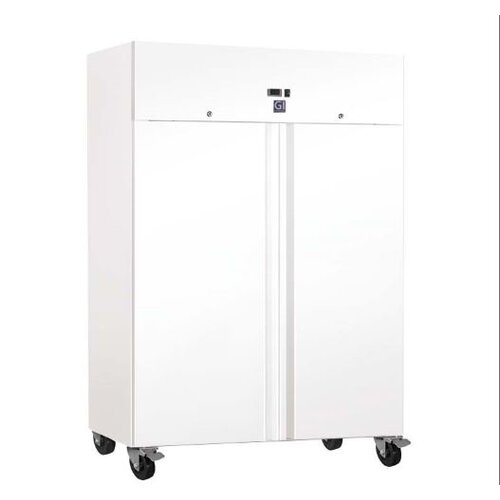  HorecaTraders Gastro-Inox-Gefrierschrank aus weißem Stahl, statisch gekühlt mit Ventilator | 1200 l | 134 (B) x 81 (T) x 200 (H) cm 