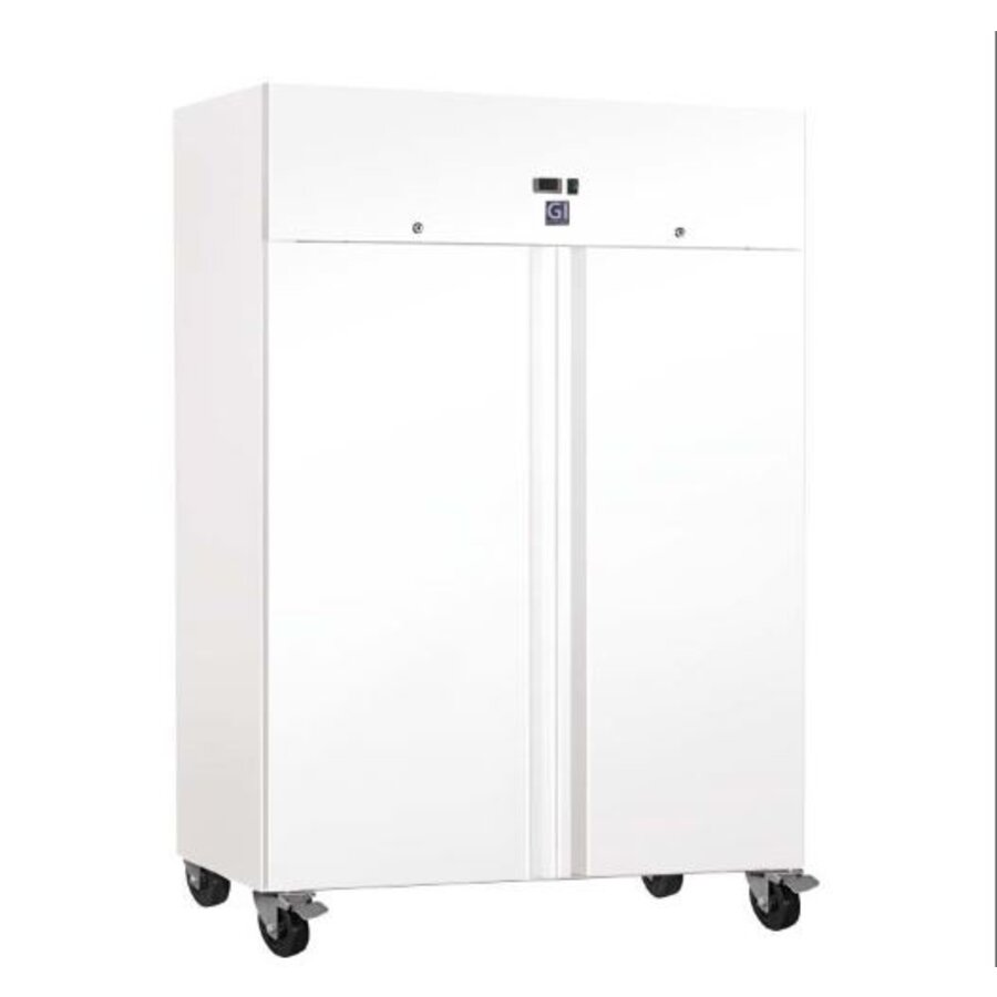 Congélateur Gastro-Inox en acier blanc, refroidi statiquement avec ventilateur | 1200L | 134 (l) x 81 (p) x 200 (h) cm