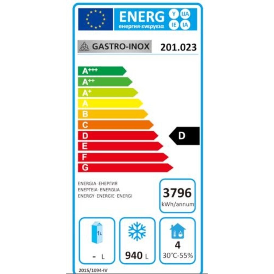 Congélateur Gastro-Inox en acier blanc, refroidi statiquement avec ventilateur | 1200L | 134 (l) x 81 (p) x 200 (h) cm