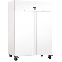 Réfrigérateur Gastro-Inox en acier blanc, à refroidissement statique avec ventilateur | 1200L | 134 (l) x 81 (p) x 200 (h) cm