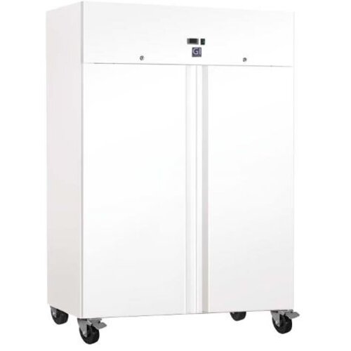 HorecaTraders Gastro-Inox-Kühlschrank aus weißem Stahl, statisch gekühlt mit Ventilator | 1200 l | 134 (B) x 81 (T) x 200 (H) cm 