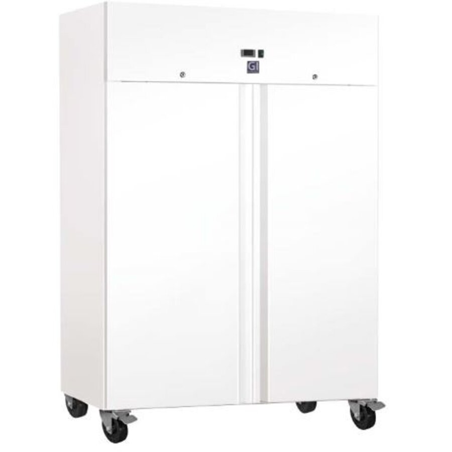 Réfrigérateur Gastro-Inox en acier blanc, à refroidissement statique avec ventilateur | 1200L | 134 (l) x 81 (p) x 200 (h) cm