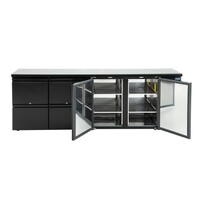Bar-Kühlwerkbank 2 Türen | 4 verstellbare Einlegeböden & 4 Schubladen | Schwarz