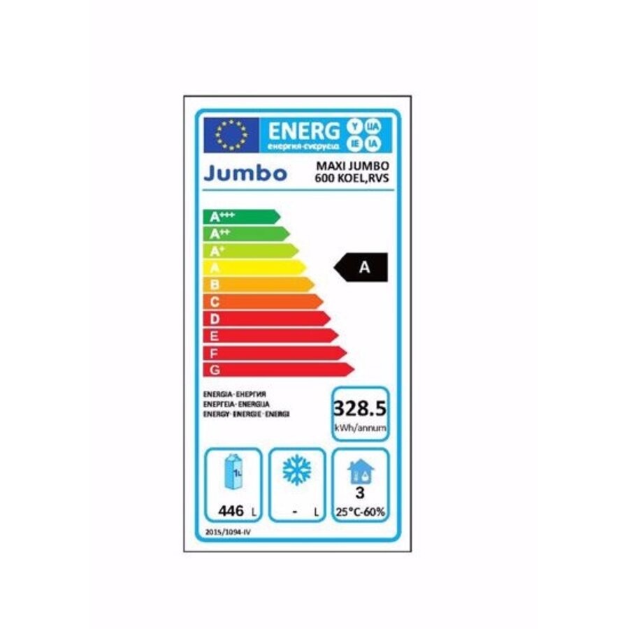 Réfrigérateur Maxi Jumbo 600 | acier inoxydable | 775 (l) x 720 (p) x 1 990 (h) mm