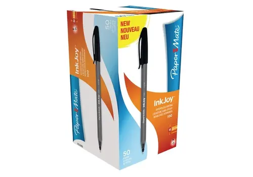  HorecaTraders Paper Mate Inkjoy | 100 stylos avec capuchon | Noir | (50 pièces) 