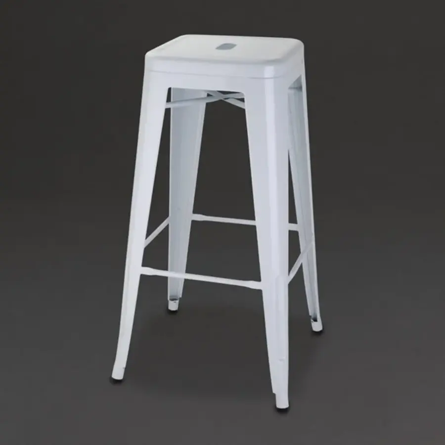 Boléro | Tabourets hauts de bistrot en acier | Blanc | (4 pièces)