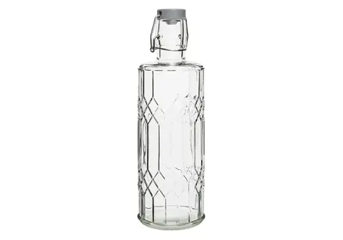  Olympia Bouteille d'eau en verre Olympia Geo avec bouchon | 1L | (6 pièces) 