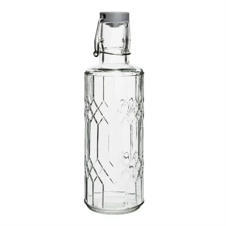 Glaswasserflasche 1 Liter mit Verschluss – Hotel-Wasserflasche – 6 Stück