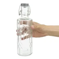 Glaswasserflasche 1 Liter mit Verschluss – Hotel-Wasserflasche – 6 Stück