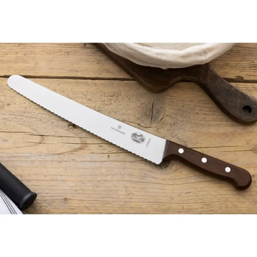 Victorinox Konditorenmesser mit Wellenschliff und Holzgriff | 25,5 cm