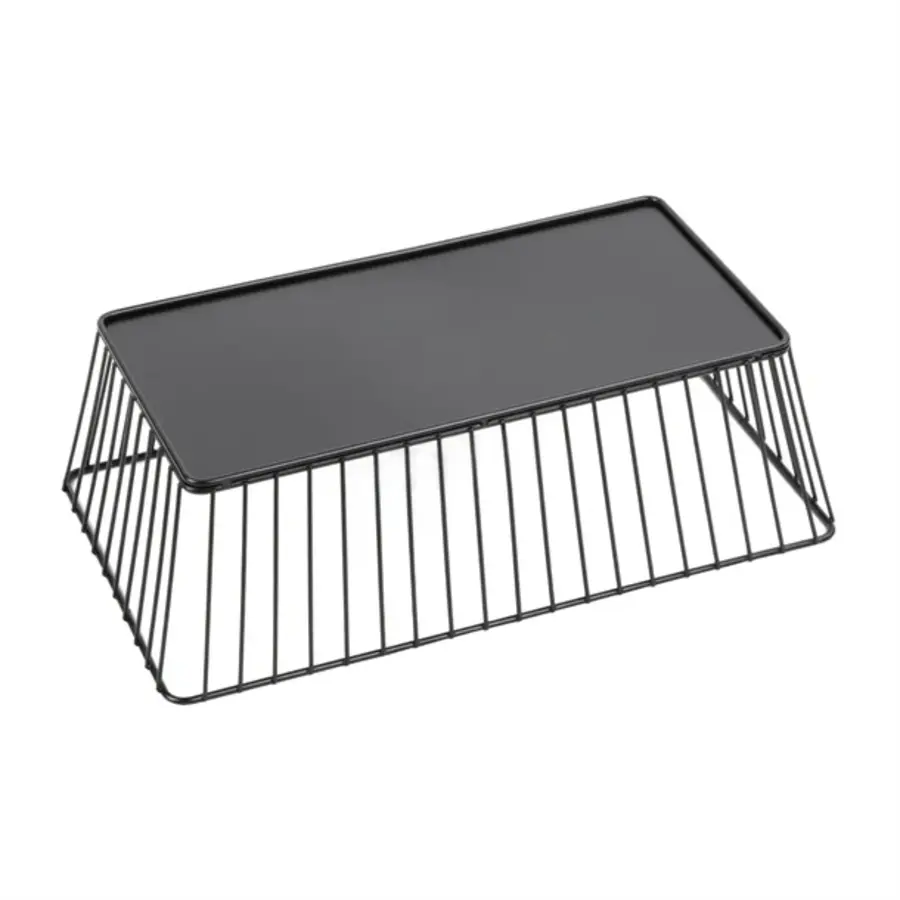 Plateau de présentation alimentaire rectangulaire en fil métallique Olympia | Noir | 330x190x100mm