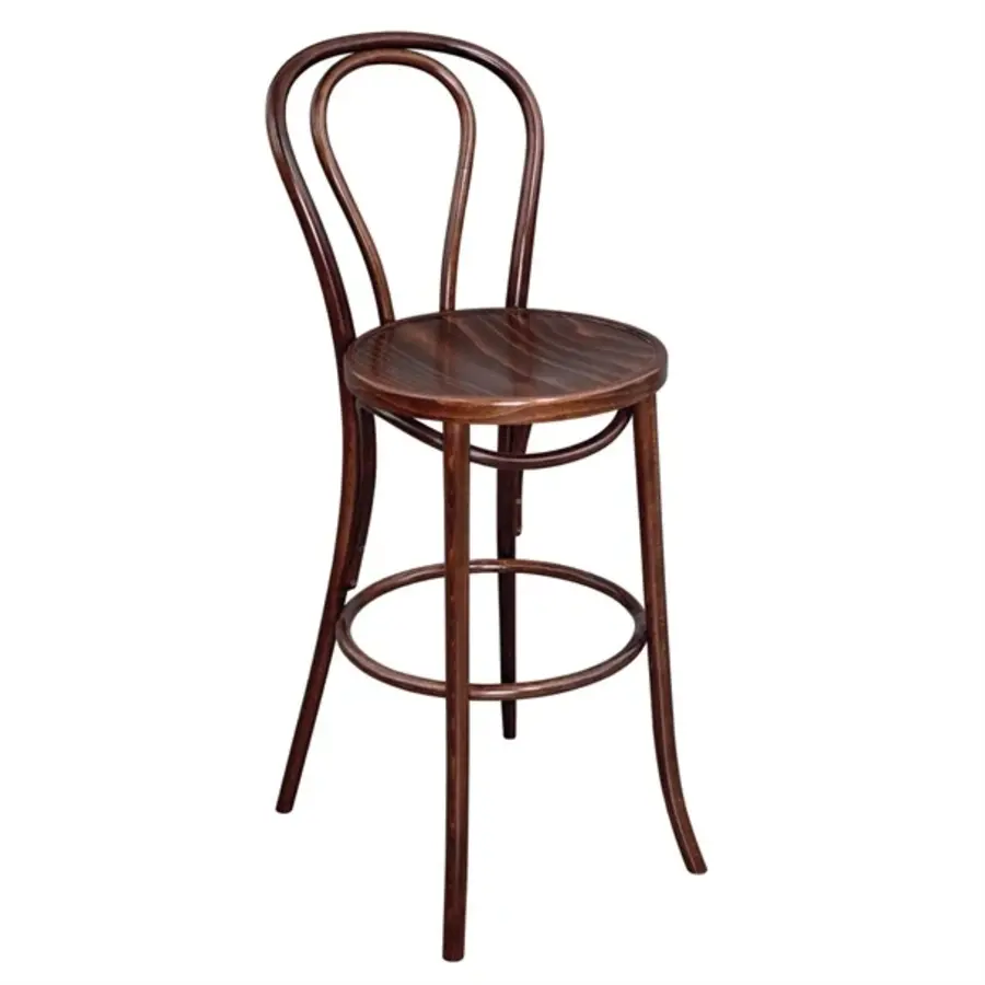 Tabouret de bar en bois courbé en bois de hêtre | finition noyer