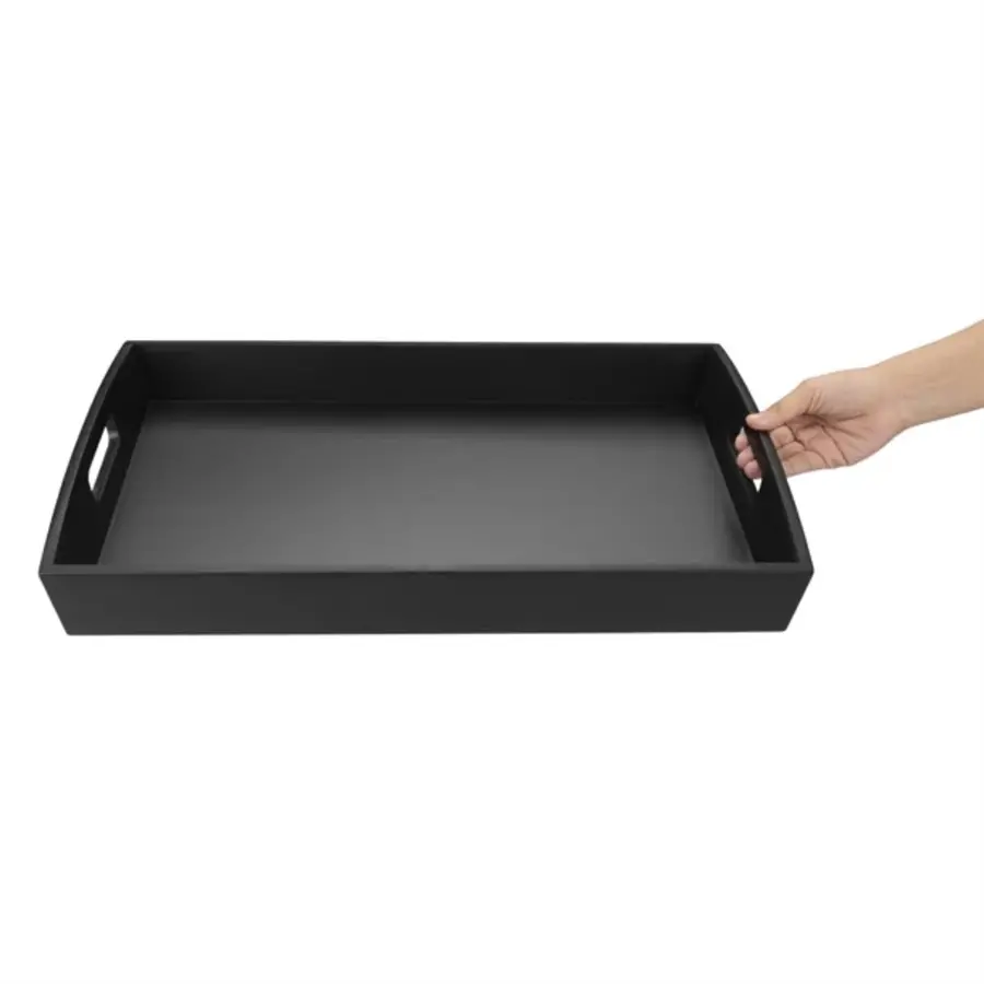 Olympia Bambus schwarzes großes Tablett | 510x350x70mm