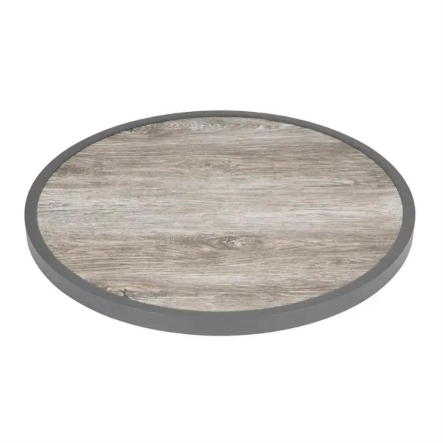 Bolero round table top | fibreglass with wood effect | 580 mm