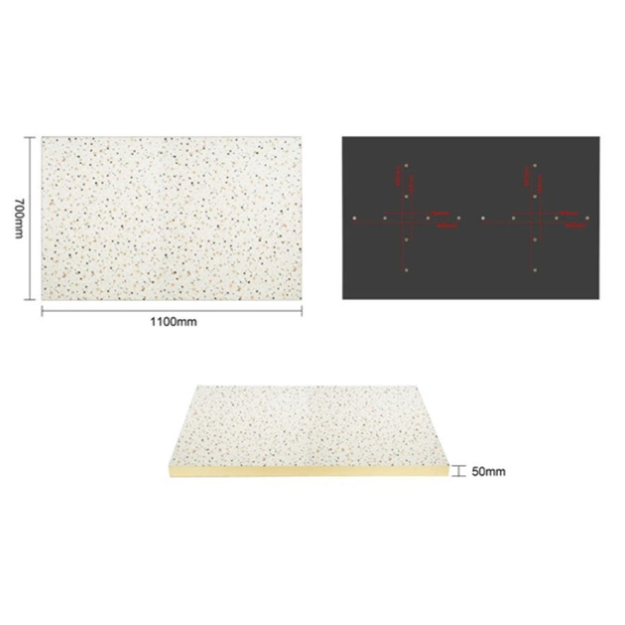 Plateau de table rectangulaire | Style terrazzo | 110(l) x 70(l) x 4,8(p)m