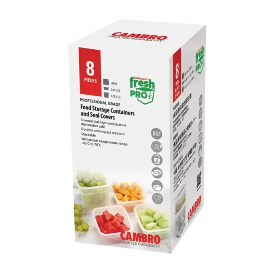 Cambro FreshPro Food Containers with Lids | (Pack of 2 x 0.95ltr & 2 x 0.47ltr)