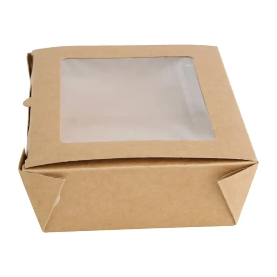 Boîtes à salade recyclables Fiesta avec fenêtre en PET | 1200 ml | (150 pièces)