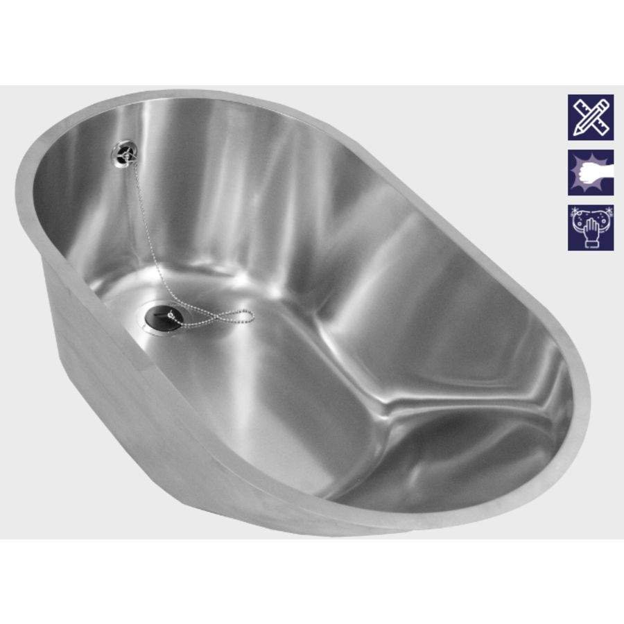 Baby bath | Stainless steel | W 700 x D 400 x H 250 mm