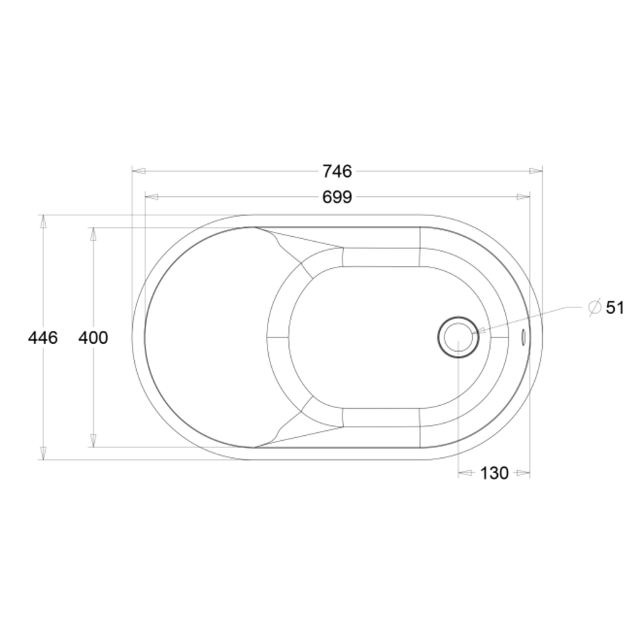Baby bath | Stainless steel | W 700 x D 400 x H 250 mm