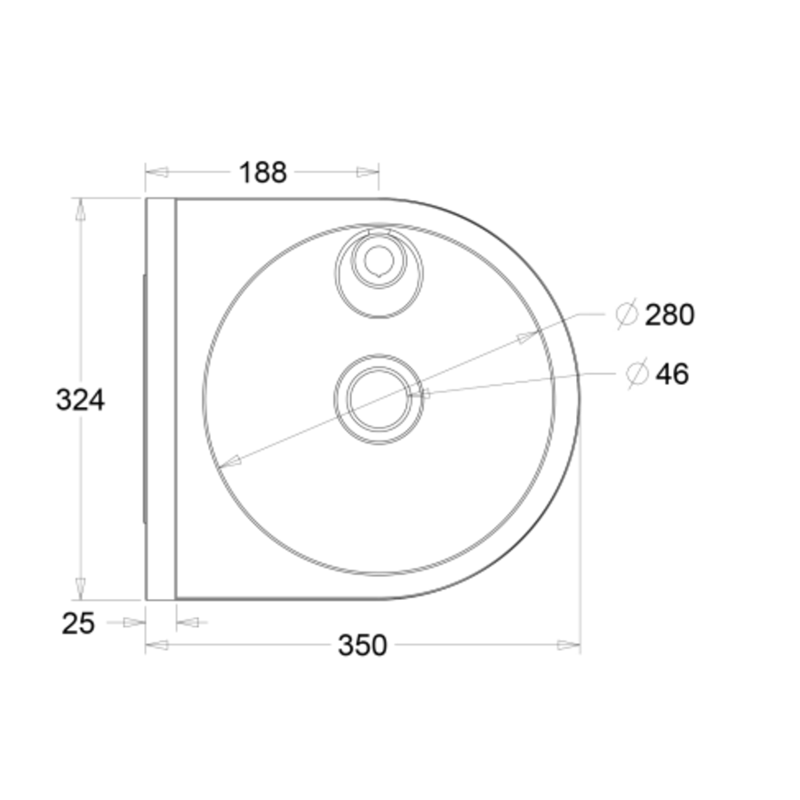 Fontaine à eau murale | rond | Acier inoxydable AISI 304