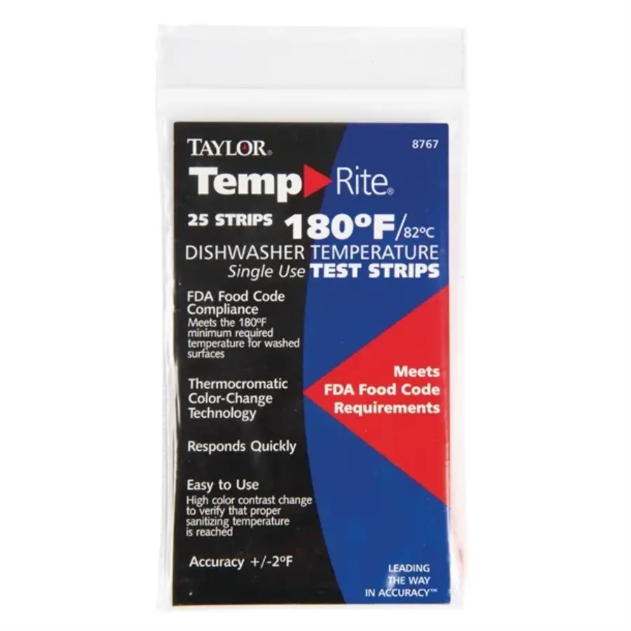 Vaatwasser temperatuur teststrip | (25 stuks)