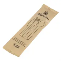 eGreen einzeln verpacktes 4-in-1-Besteckset aus Holz | (250 Stück)