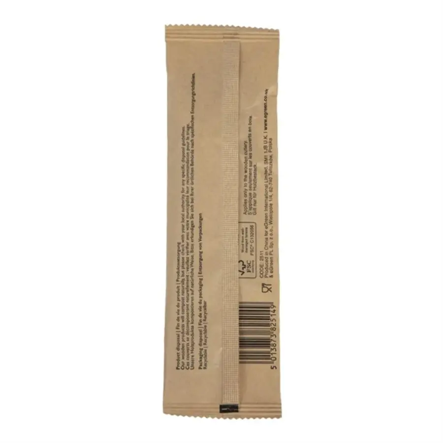 eGreen einzeln verpacktes 4-in-1-Besteckset aus Holz | (250 Stück)