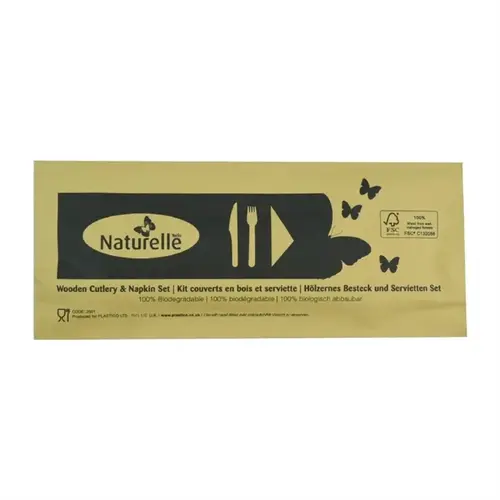  HorecaTraders eGreen individually wrapped 3-in-1 wooden cutlery set | (250 pieces) 