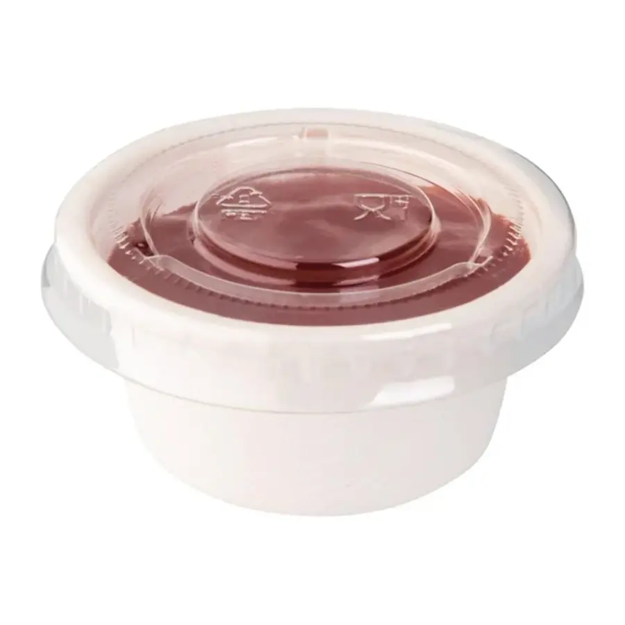 Couvercles en PET recyclables pour contenants de sauce bagasse | (1000 pièces)
