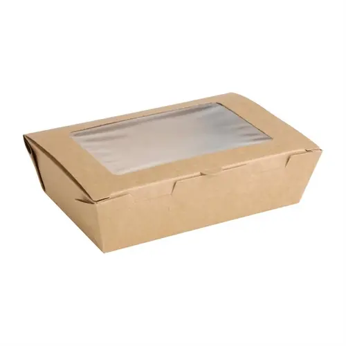  HorecaTraders Recyclable saladeboxen met PET venster | 700ml | (200 stuks) 