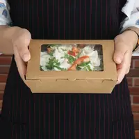 Recycelbare Salatboxen mit PET-Fenster | 700ml | (200 Stück)