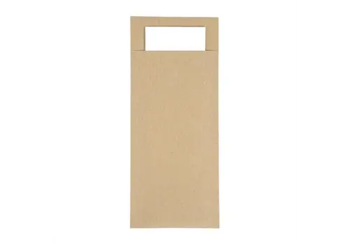  HorecaTraders Europochette Braune Bestecktasche mit weißer Serviette | (500 Stück) 
