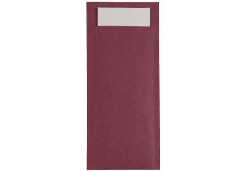  HorecaTraders Pochette à couverts Europochette Bordeaux avec serviette blanche | (500 pièces) 