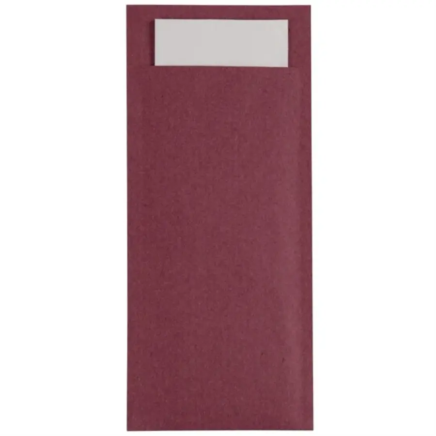 Pochette à couverts Europochette Bordeaux avec serviette blanche | (500 pièces)