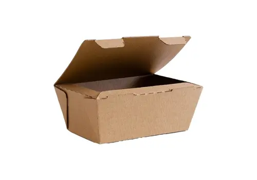  HorecaTraders kompostierbare gerippte Kartonbehälter mittel | 60 (H) x 150 (B) x 110 (T) mm | (300 Stück) 