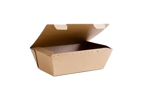  HorecaTraders Compostable ribbed cardboard containers large | 60(H)x 130(W)x 195(D)mm | (300 pieces) 