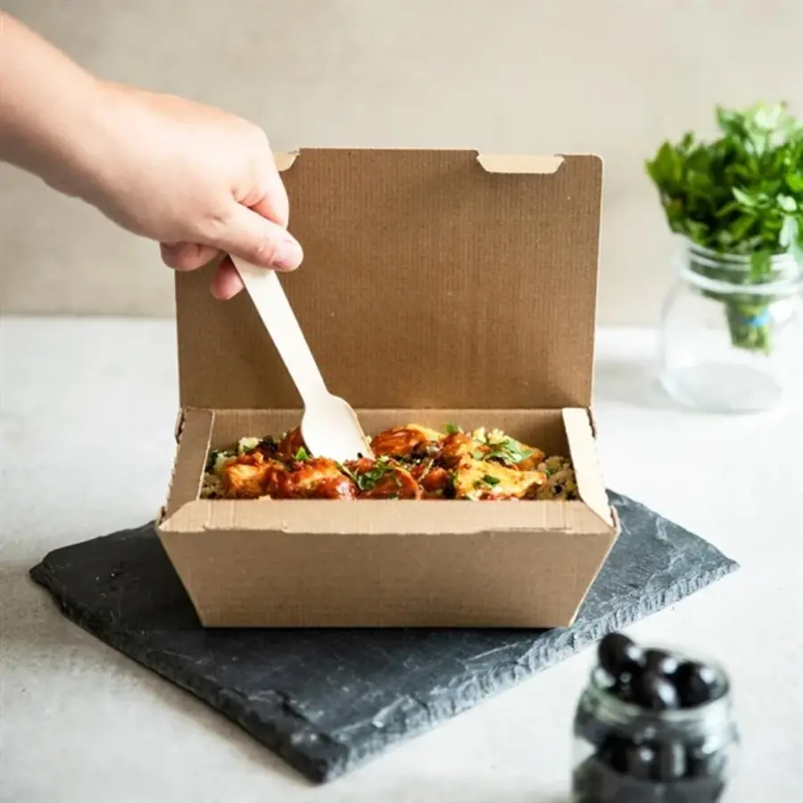 Contenants en carton nervuré compostables grands | 60(H)x 130(L)x 195(P)mm | (300 pièces)